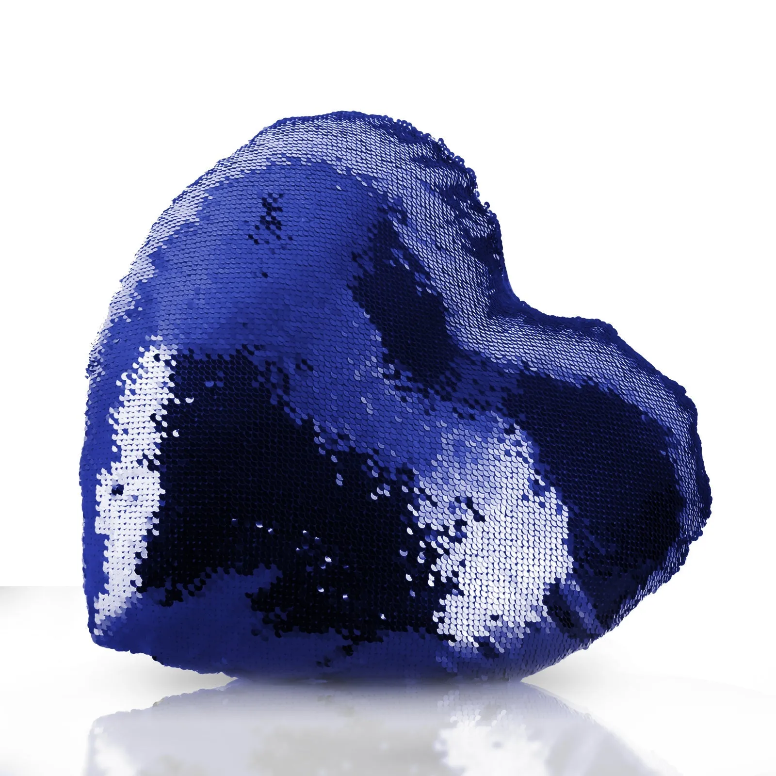 Personalised Sequin Heart Cushion with White Polar Bear Blue Butterflies and Cute Text