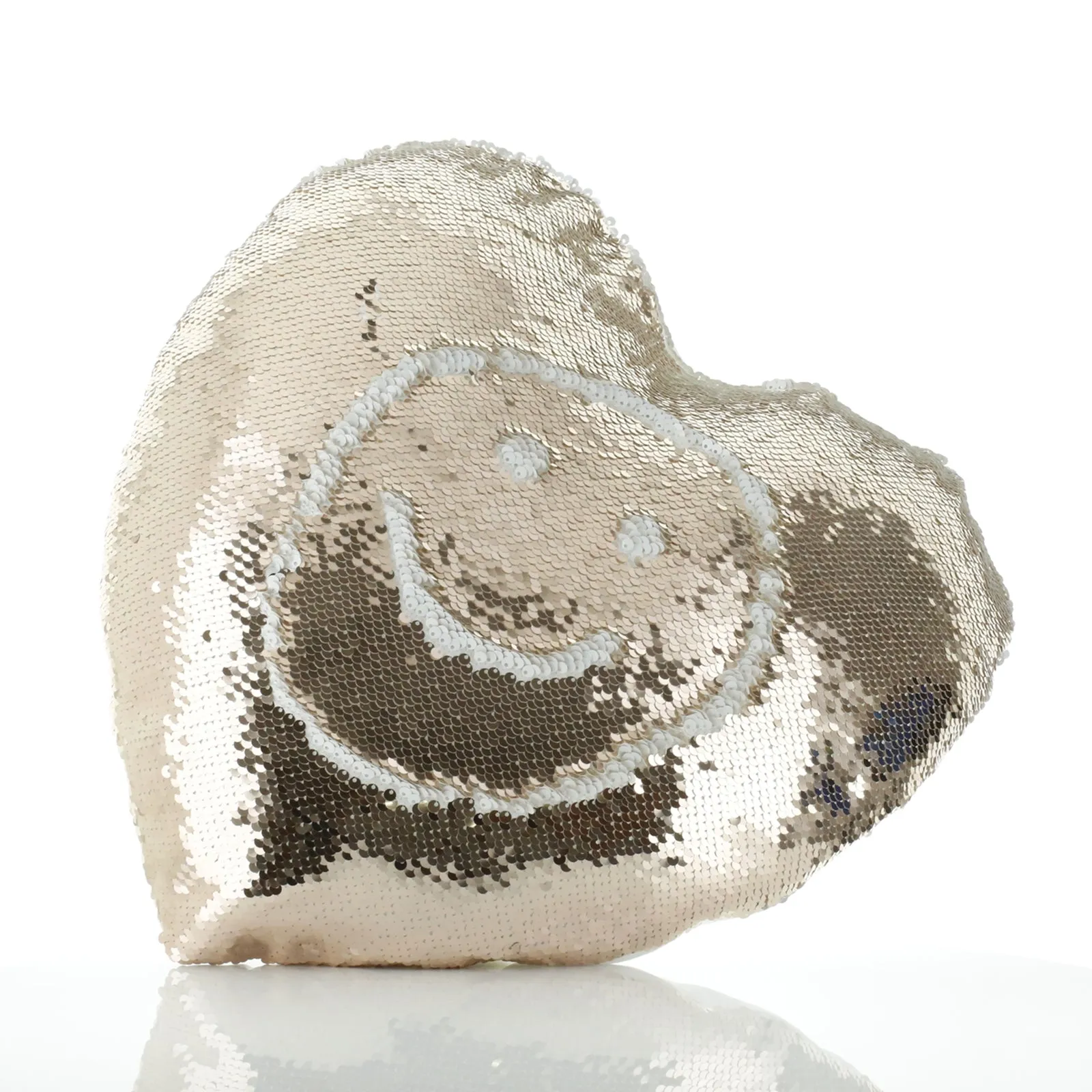 Personalised Sequin Heart Cushion with White Polar Bear Blue Butterflies and Cute Text