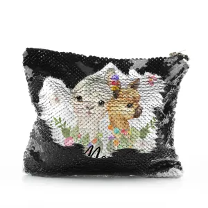 Personalised Sequin Zip Bag with Alpacas Multicolour Baubles and Cute Text