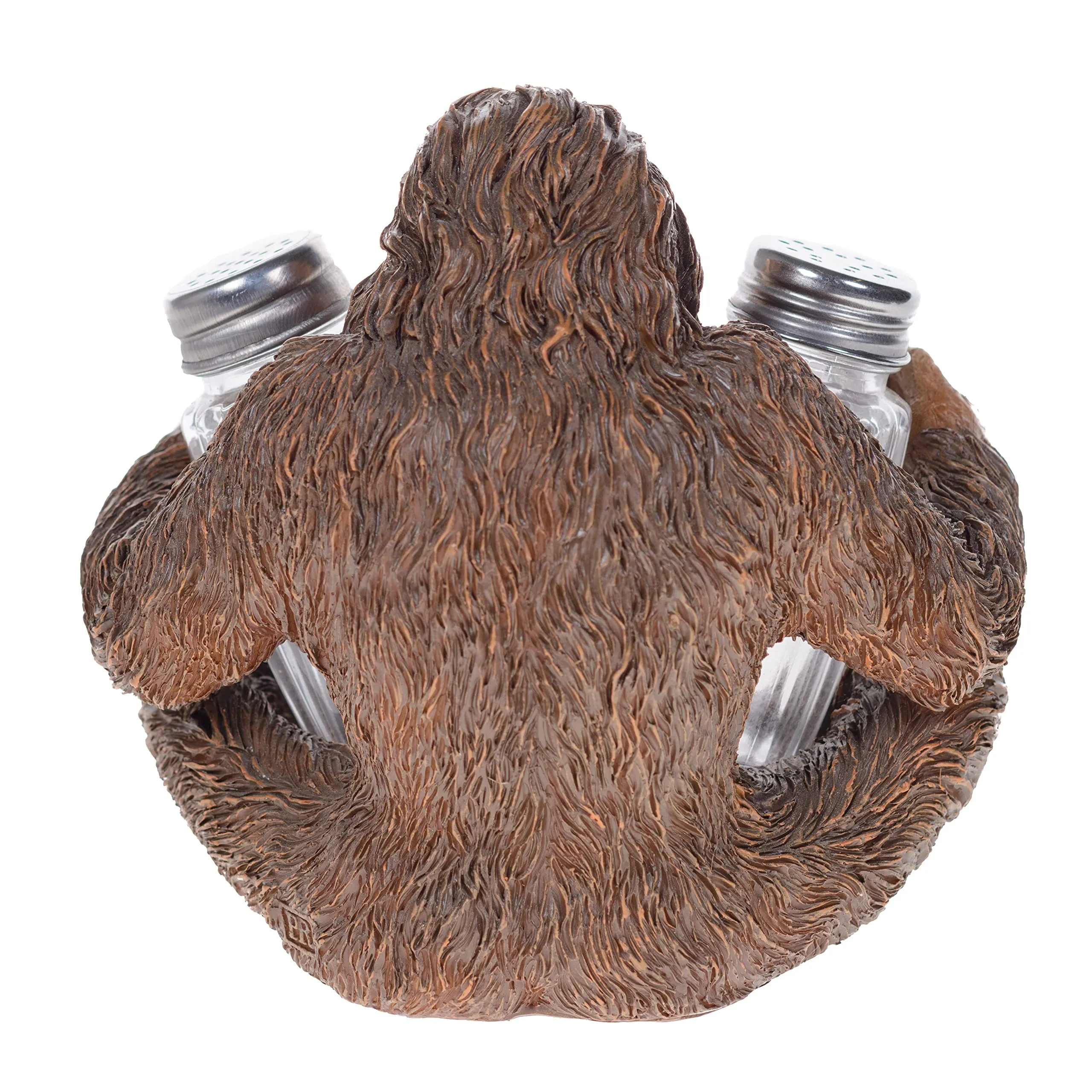 Pine Ridge Bigfoot Sasquatch Salt And Pepper Shaker - Two Glass Shakers, Bigfoot Holder Caddy For Spices And Seasonings, For Kitchen, Dining or Table Decor