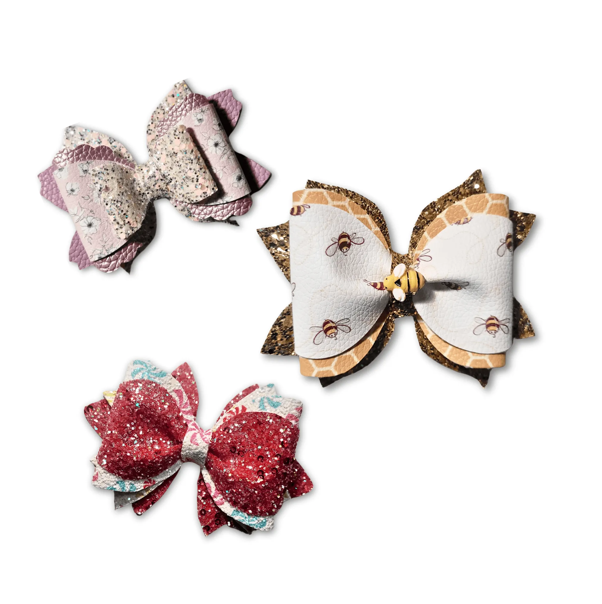 Pink Glitter Flower Hair Bow