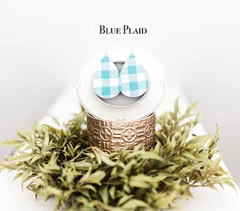 Plaid Leather Teardrop Earrings - 8 Colors!