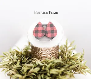 Plaid Leather Teardrop Earrings - 8 Colors!