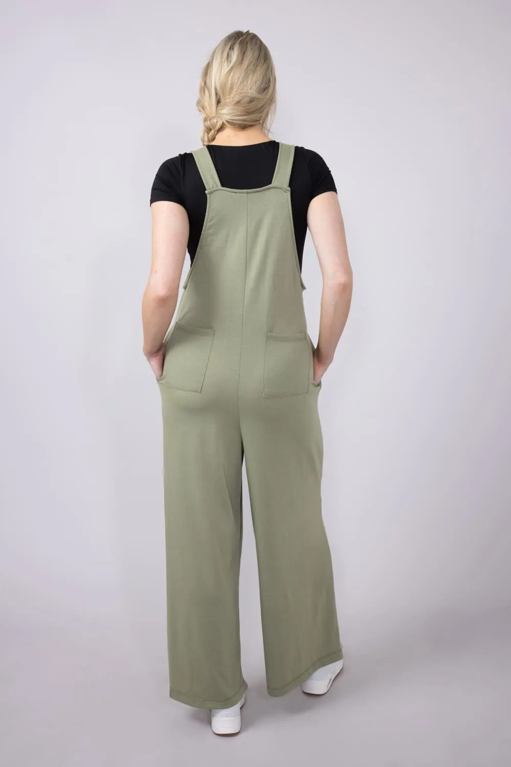 Pouch Pocket Overall Onesie Jumpsuit for Women in Sage | MJ6784-SAG