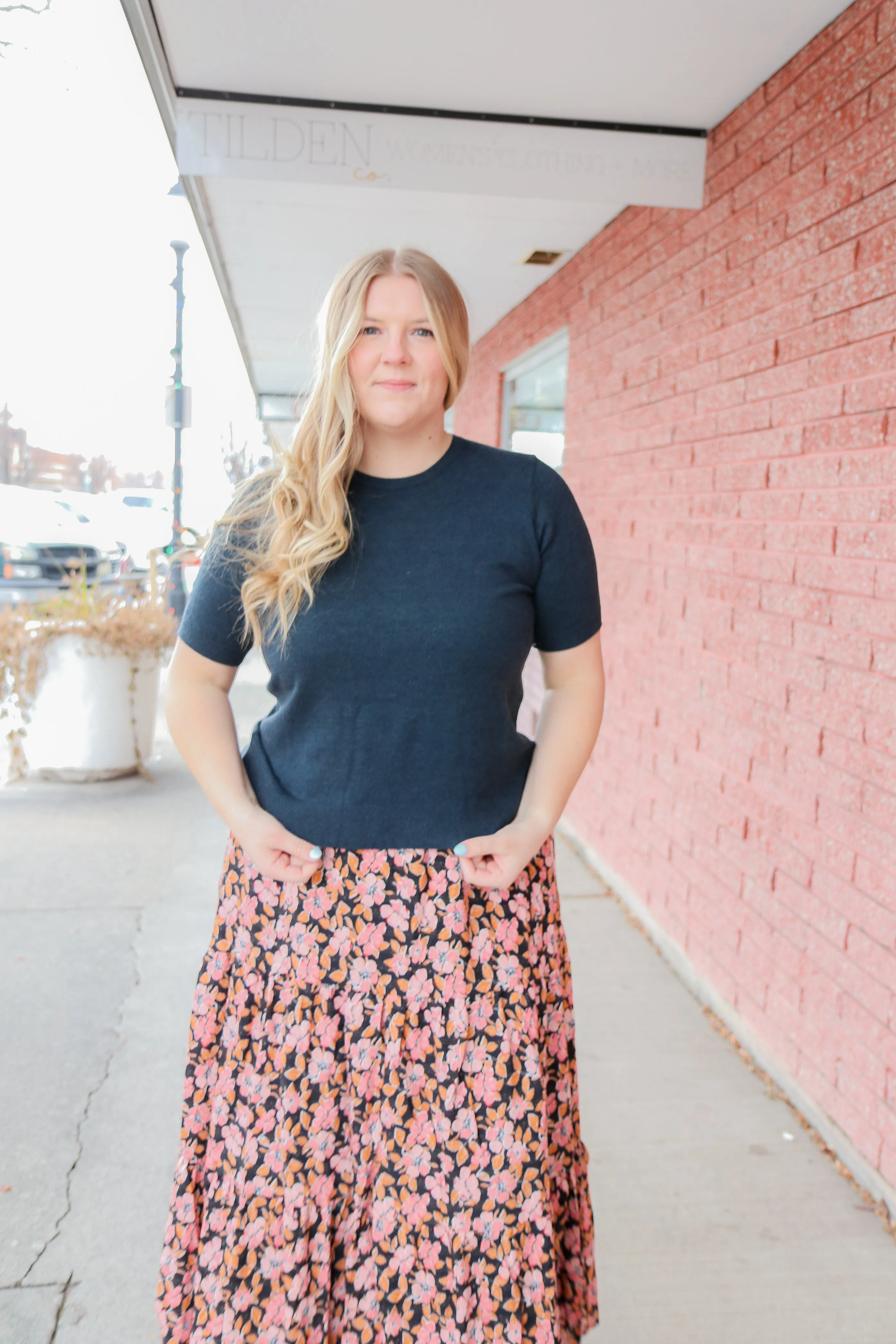 Puff Sleeve Stretchy Knit Top