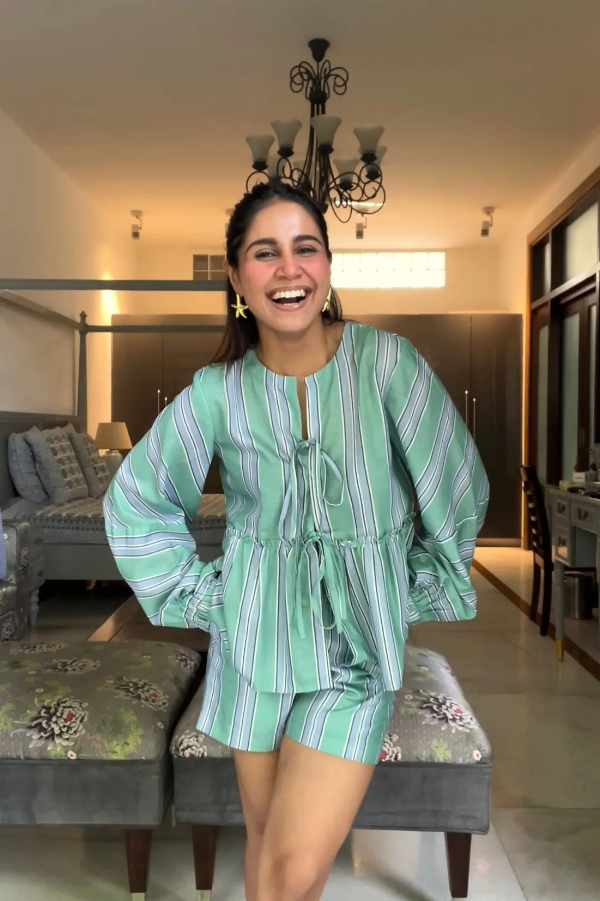 Punanya Virmani in Minty Stripes Coord Set
