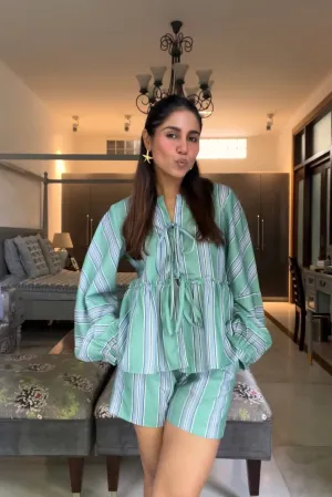 Punanya Virmani in Minty Stripes Coord Set