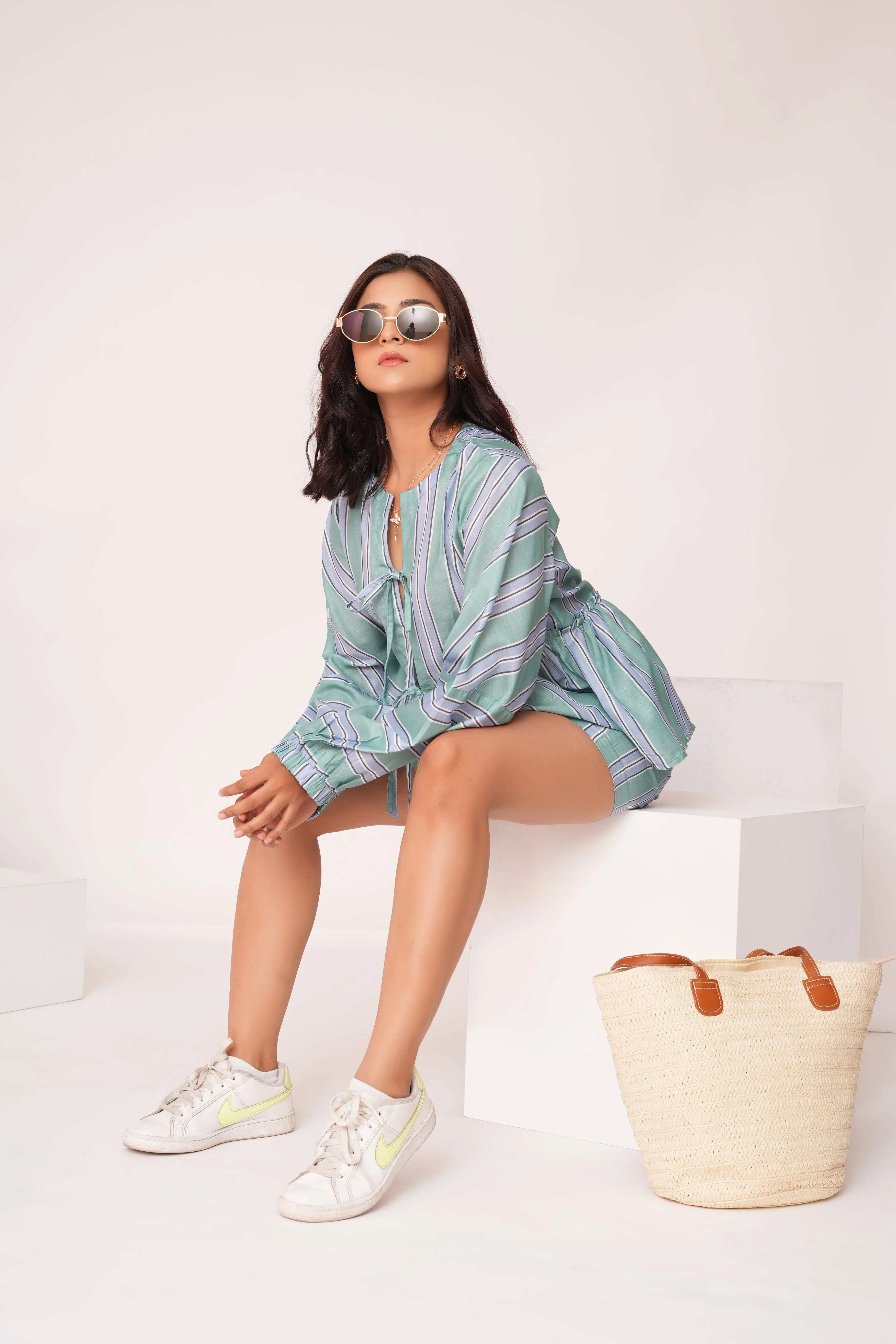 Punanya Virmani in Minty Stripes Coord Set