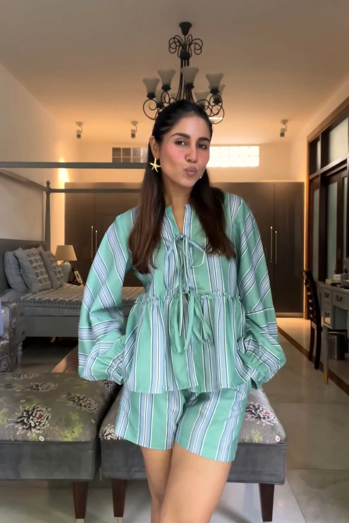 Punanya Virmani in Minty Stripes Coord Set