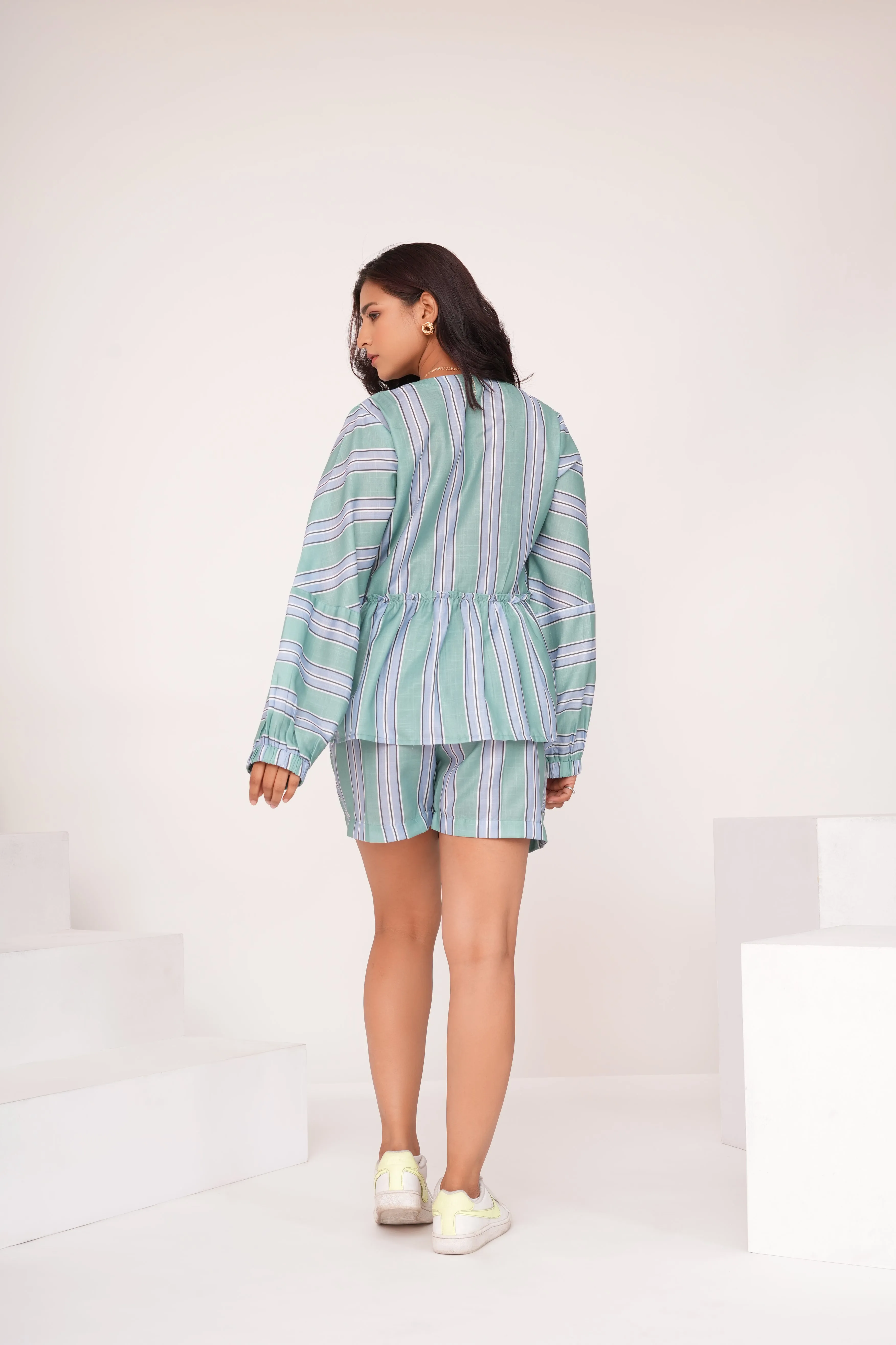Punanya Virmani in Minty Stripes Coord Set