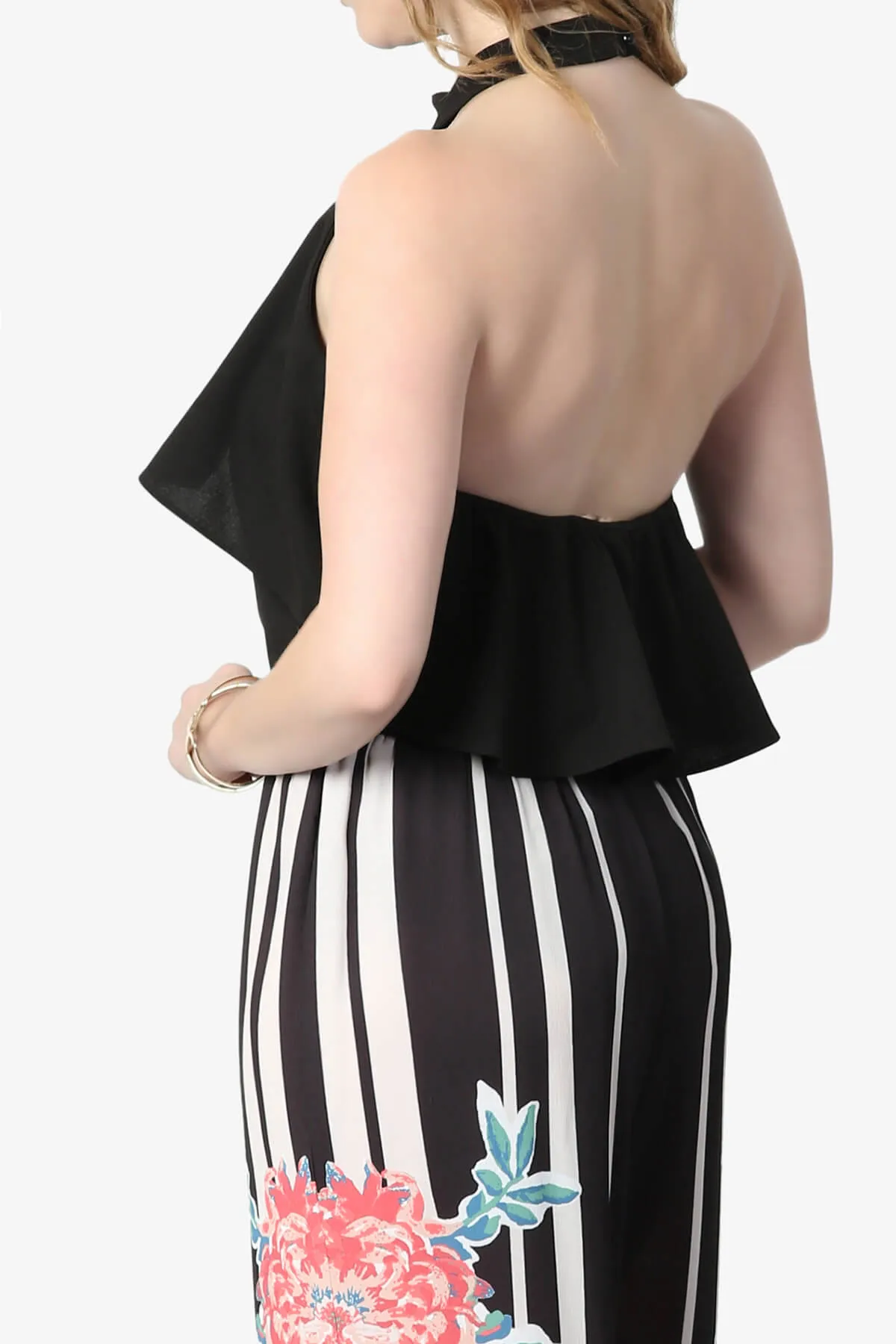 Raquel Ruffle Halter Bodysuit Top PLUS