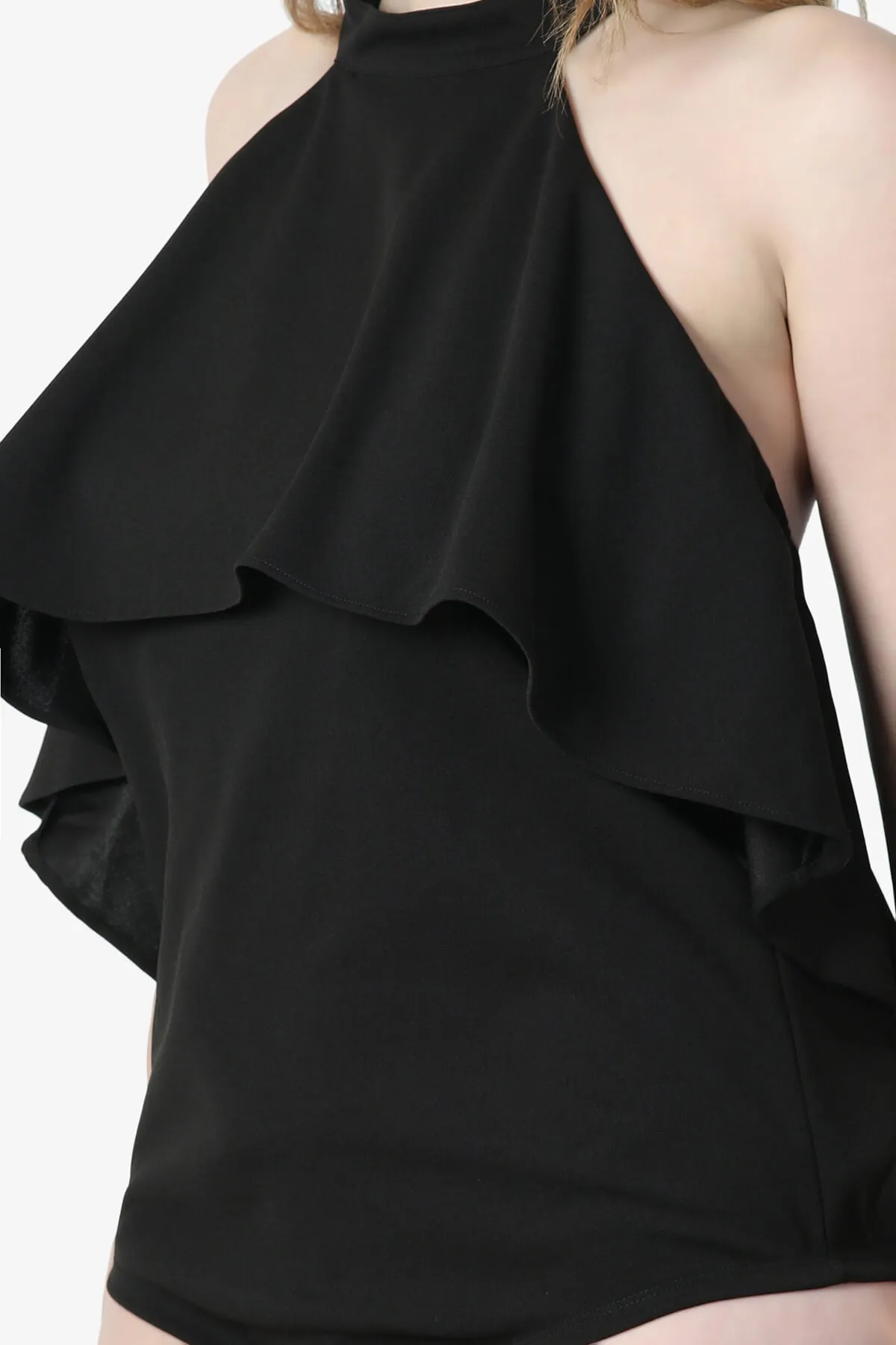 Raquel Ruffle Halter Bodysuit Top PLUS