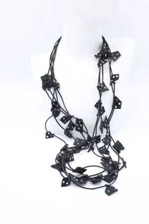 Recycled Leather Small Irregular Shapes - Silver Grommets