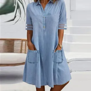 Ricca | Denim Mini Dress with Side Pockets