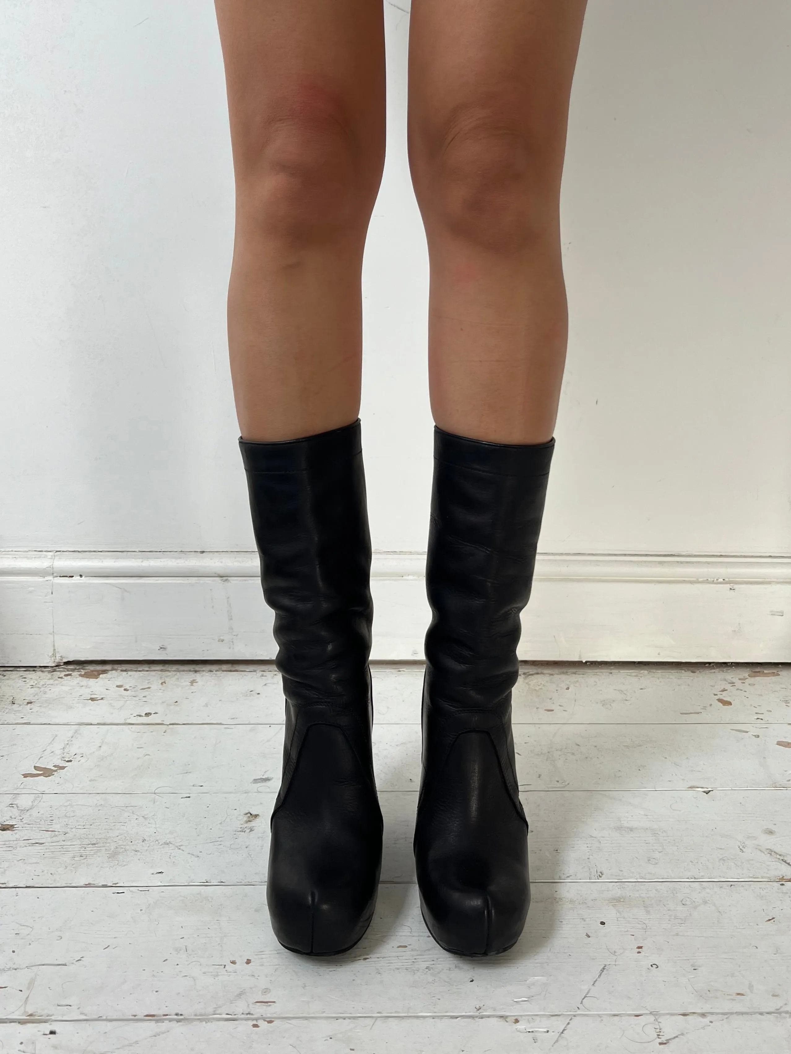 RICK OWENS LEATHER WEDGES (EU 39)