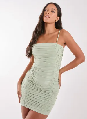Ruched Strappy Mini Dress