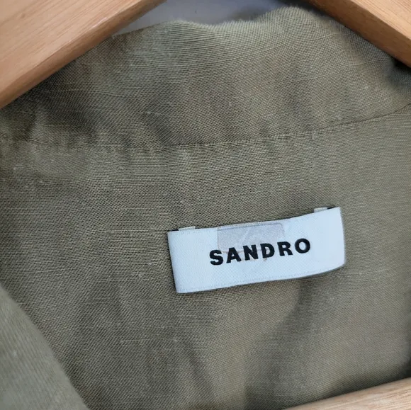Sandro Linoa Women's Green Linen Dress Size 34