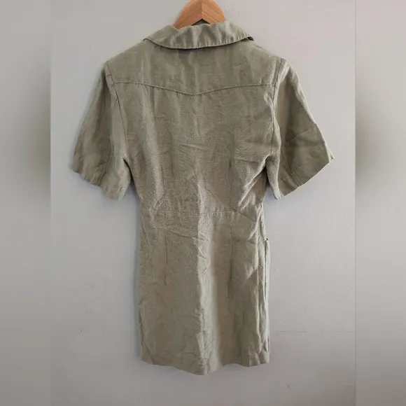 Sandro Linoa Women's Green Linen Dress Size 34