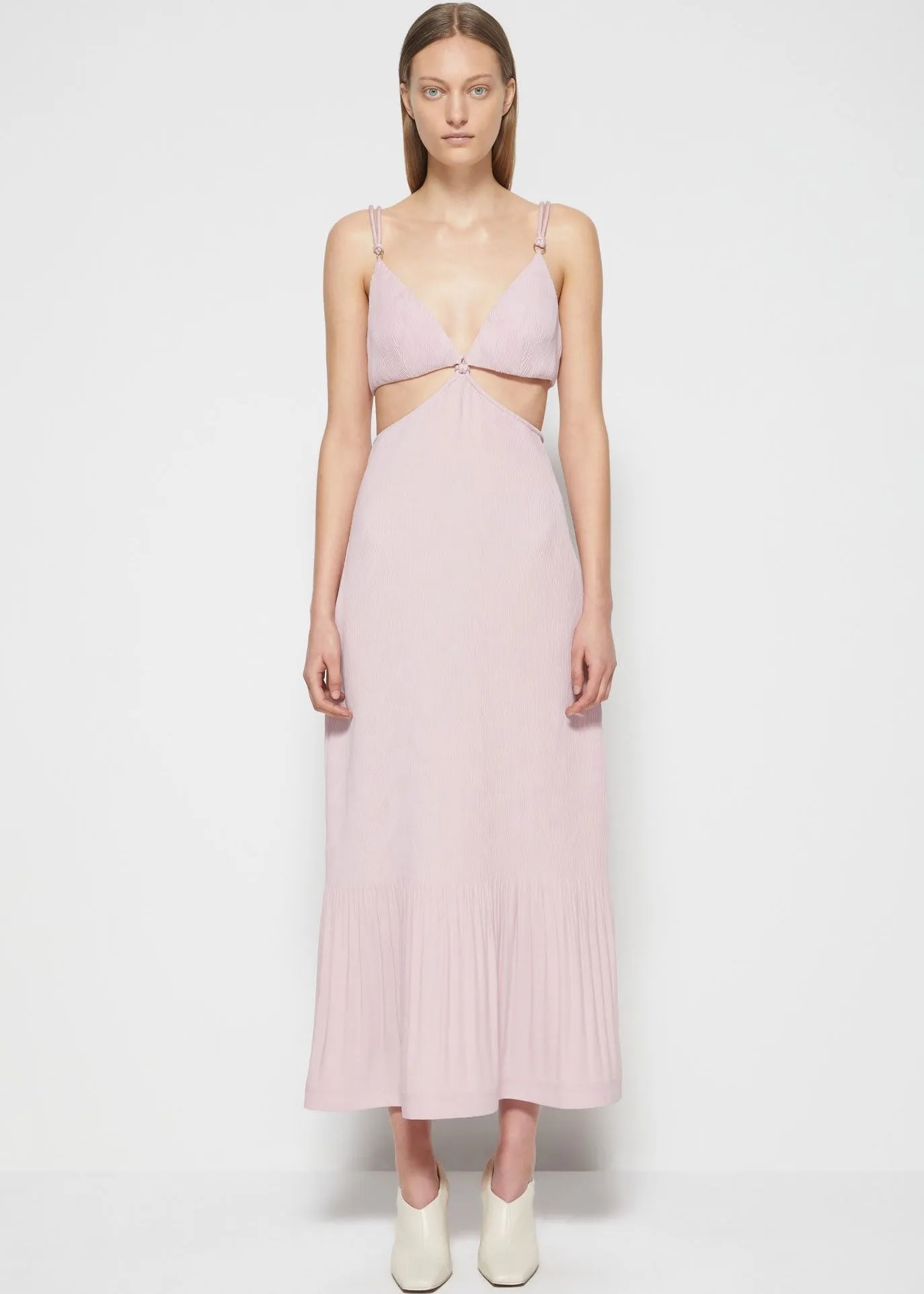 Savina Crepe and Plisse Cutout Dress (Lilac)