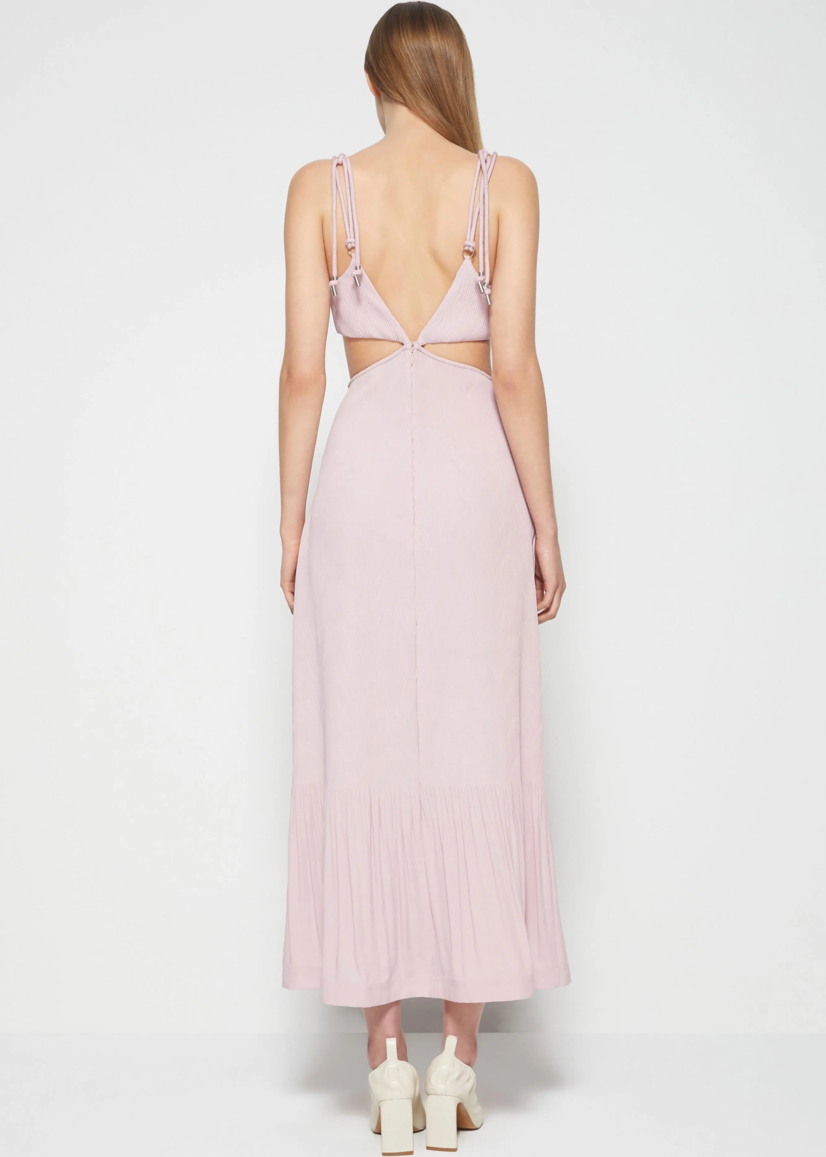 Savina Crepe and Plisse Cutout Dress (Lilac)