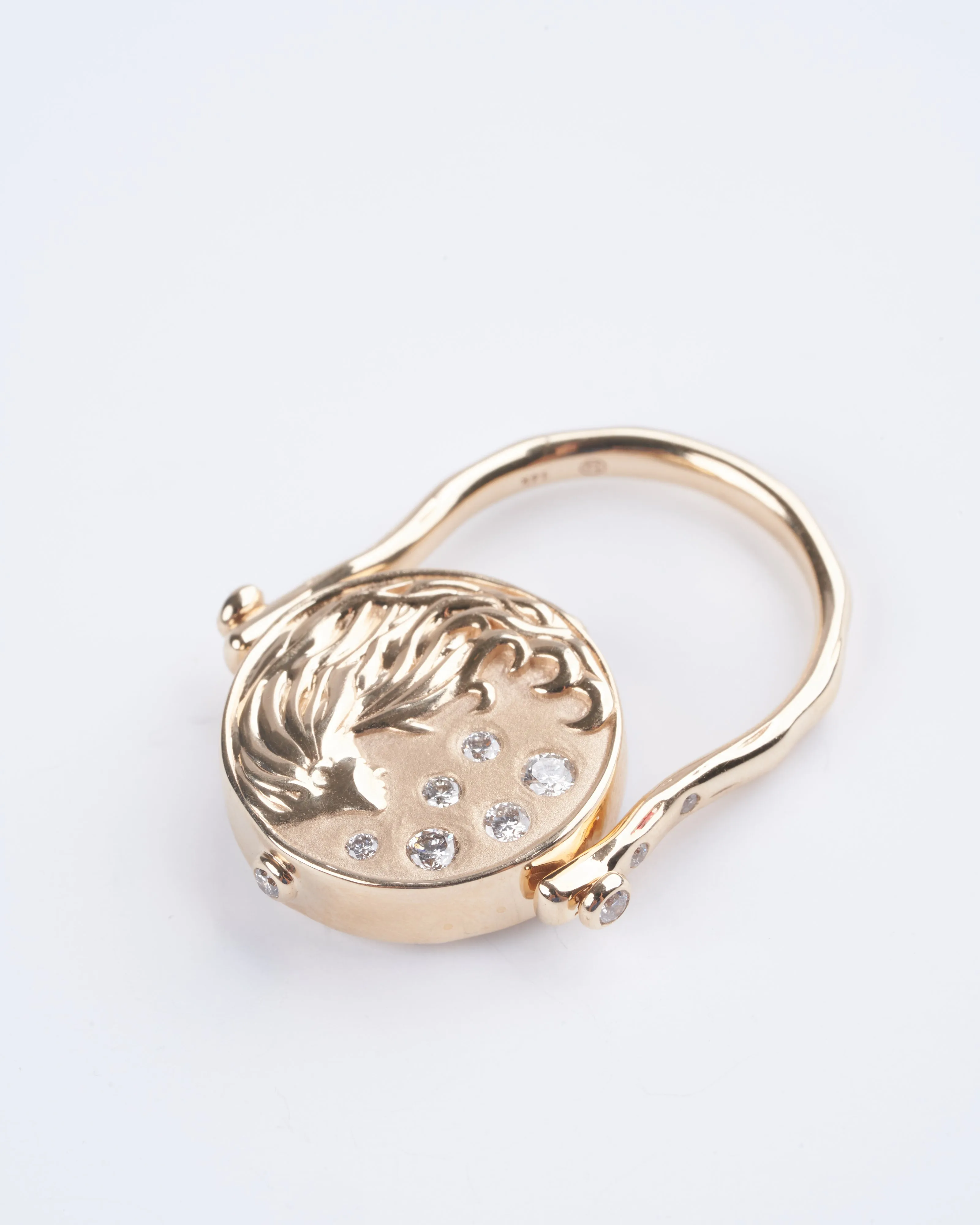 sea goddess engraved tablet ring