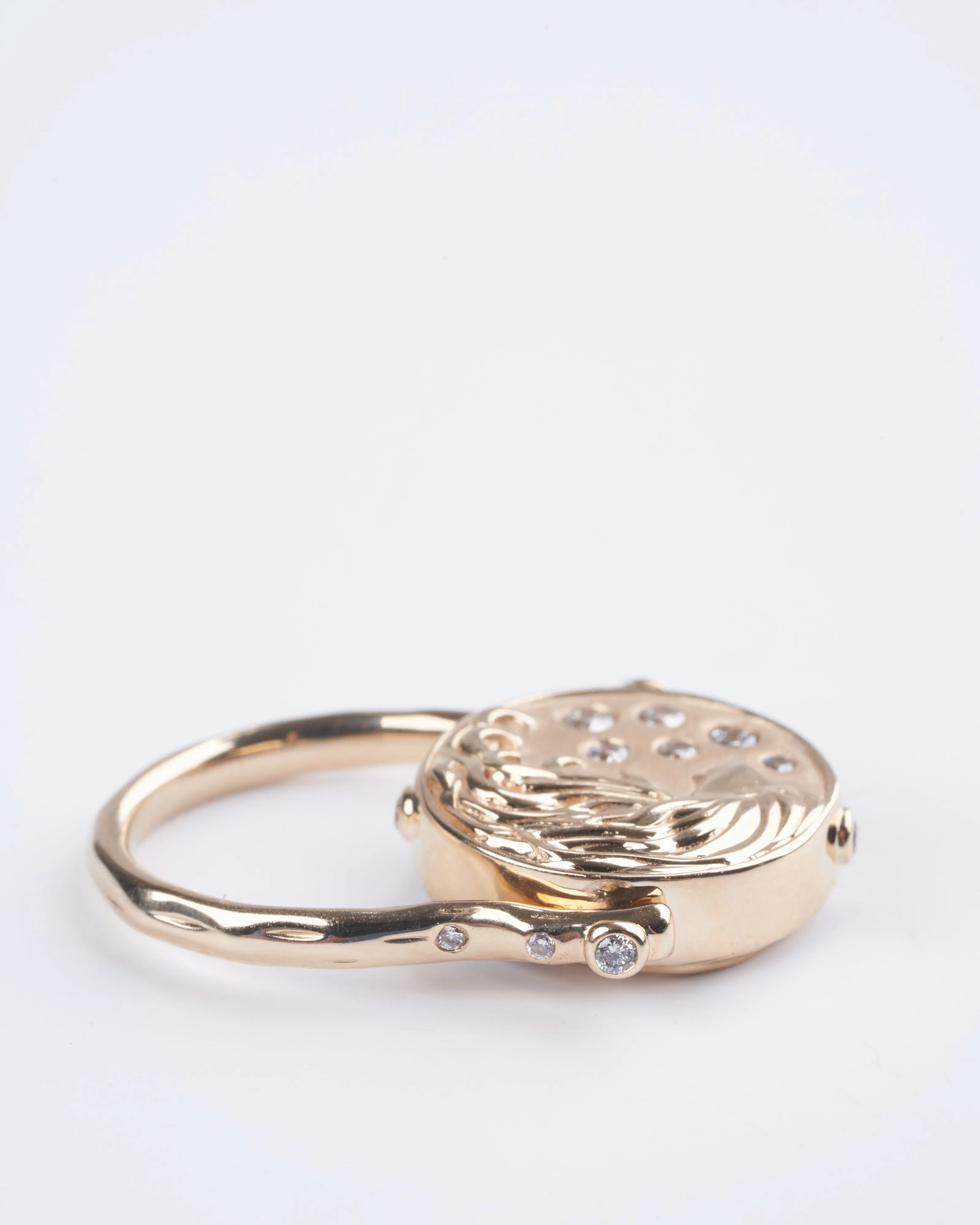 sea goddess engraved tablet ring
