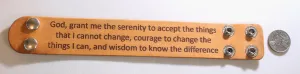 SERENITY PRAYER LASER ENGRAVED STAINED LEATHER BRACELET ADJUSTABLE