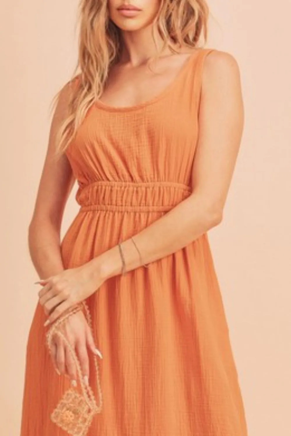 Side Slit Round Neck Sleeveless Tank Dress