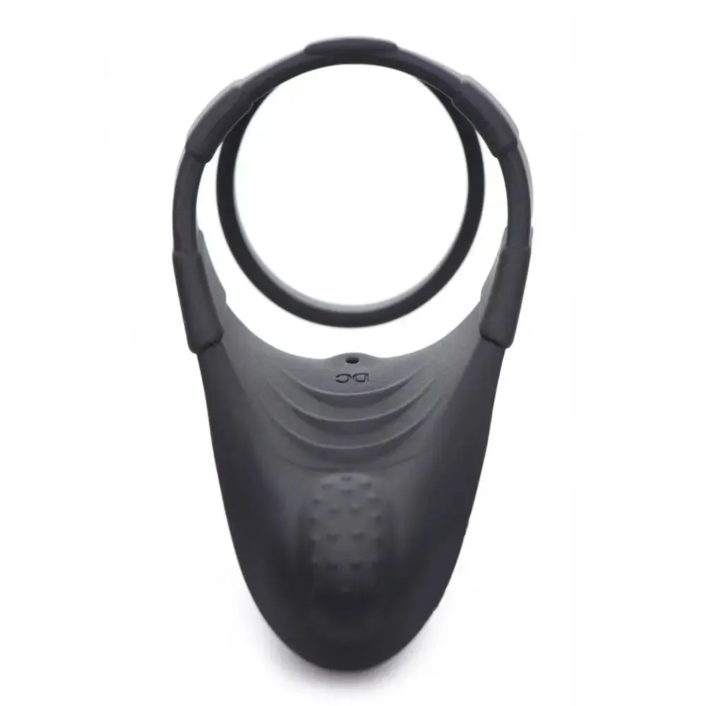Silicone Black Multi-speed Rechargeable Vibrating Cock Ring