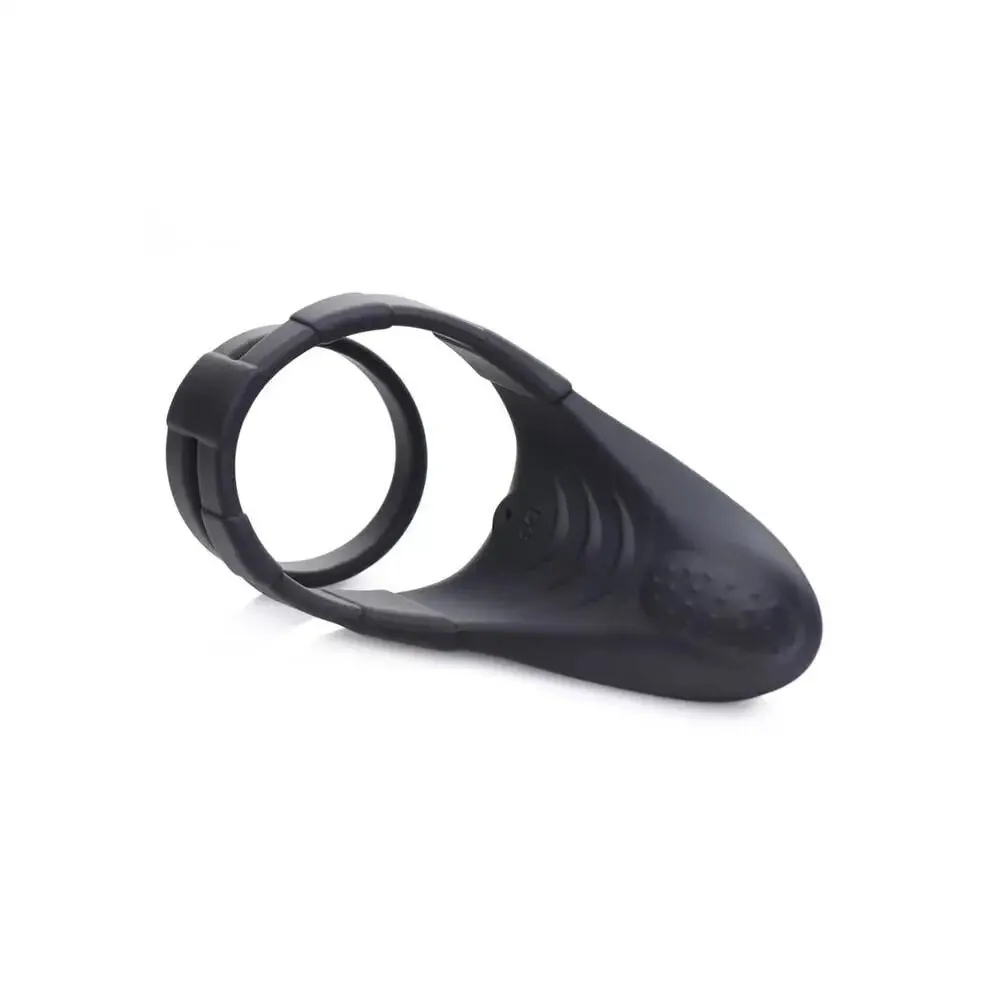 Silicone Black Multi-speed Rechargeable Vibrating Cock Ring