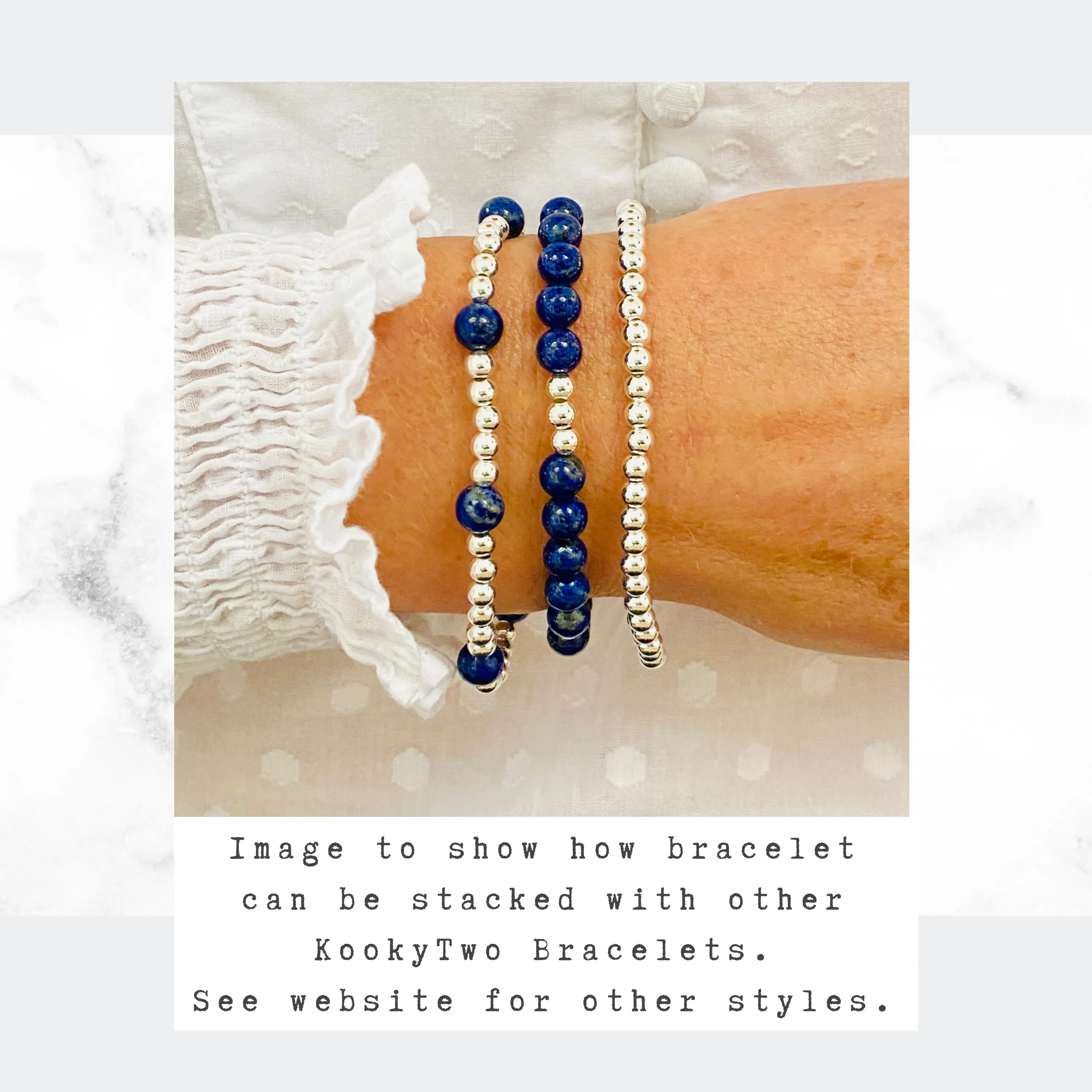 Silver Bead and Lapis Lazuli Gemstone Bracelet