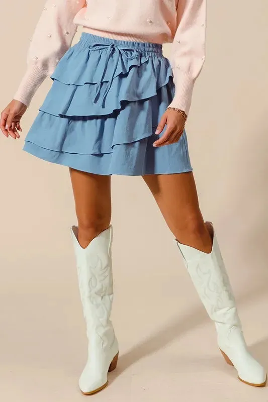 SO ME Asymmetrical Ruffled Game Day Skirt