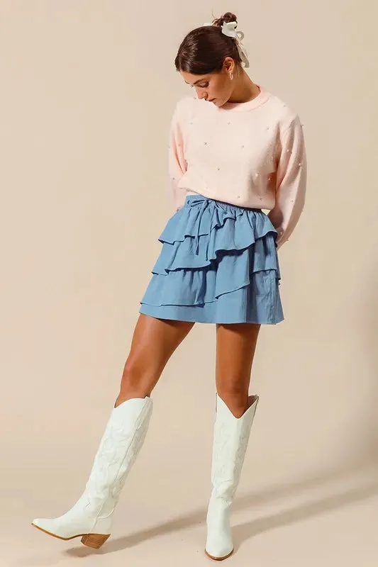 SO ME Asymmetrical Ruffled Game Day Skirt