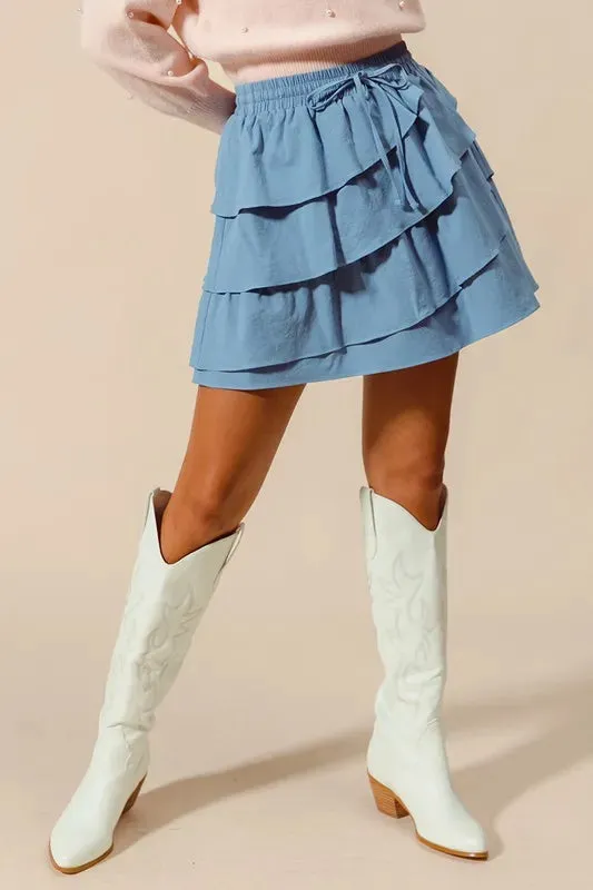 SO ME Asymmetrical Ruffled Game Day Skirt