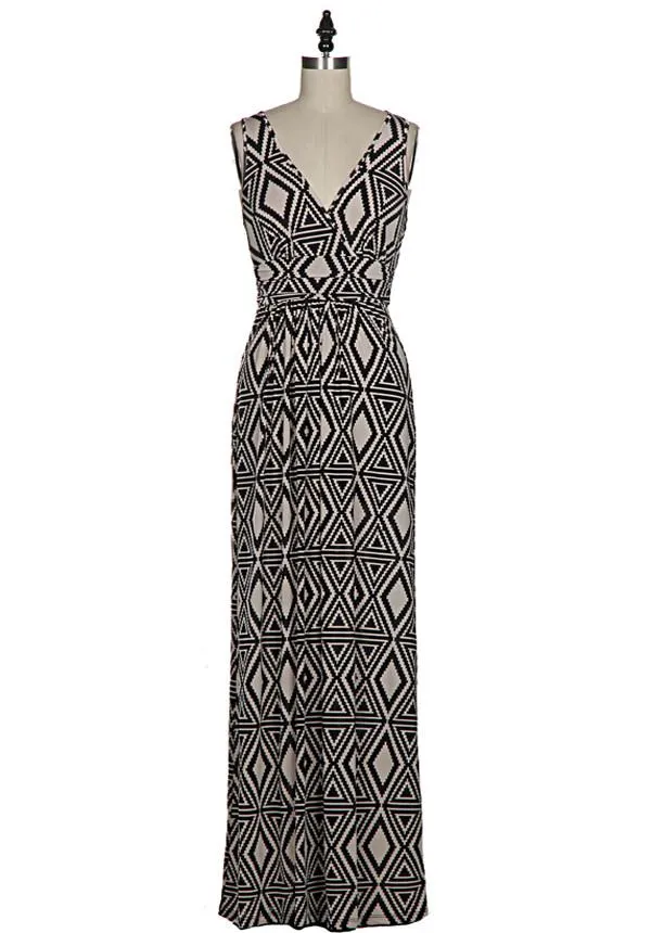 So Stretchy Geometric Print Maxi Dress