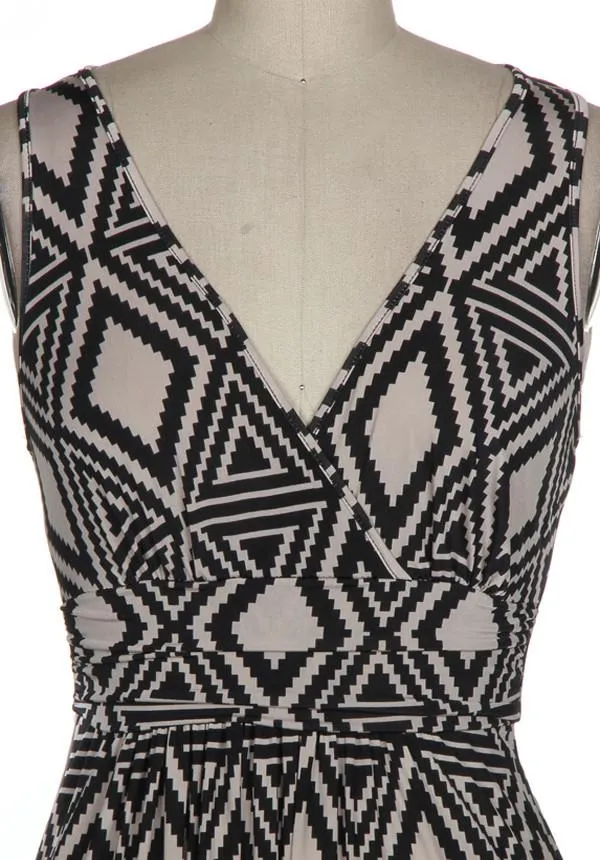 So Stretchy Geometric Print Maxi Dress