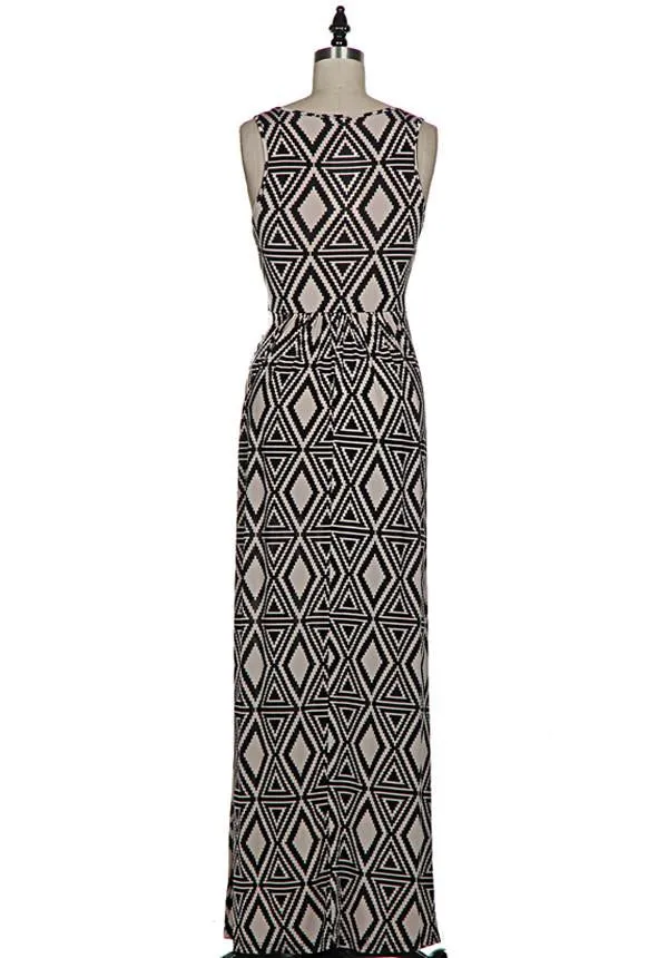 So Stretchy Geometric Print Maxi Dress