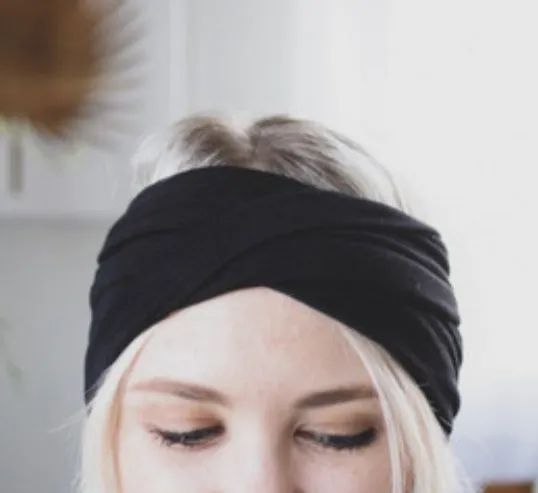 Solid Black Women's Wide Headband