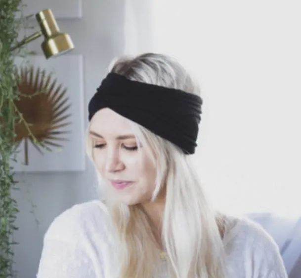Solid Black Women's Wide Headband