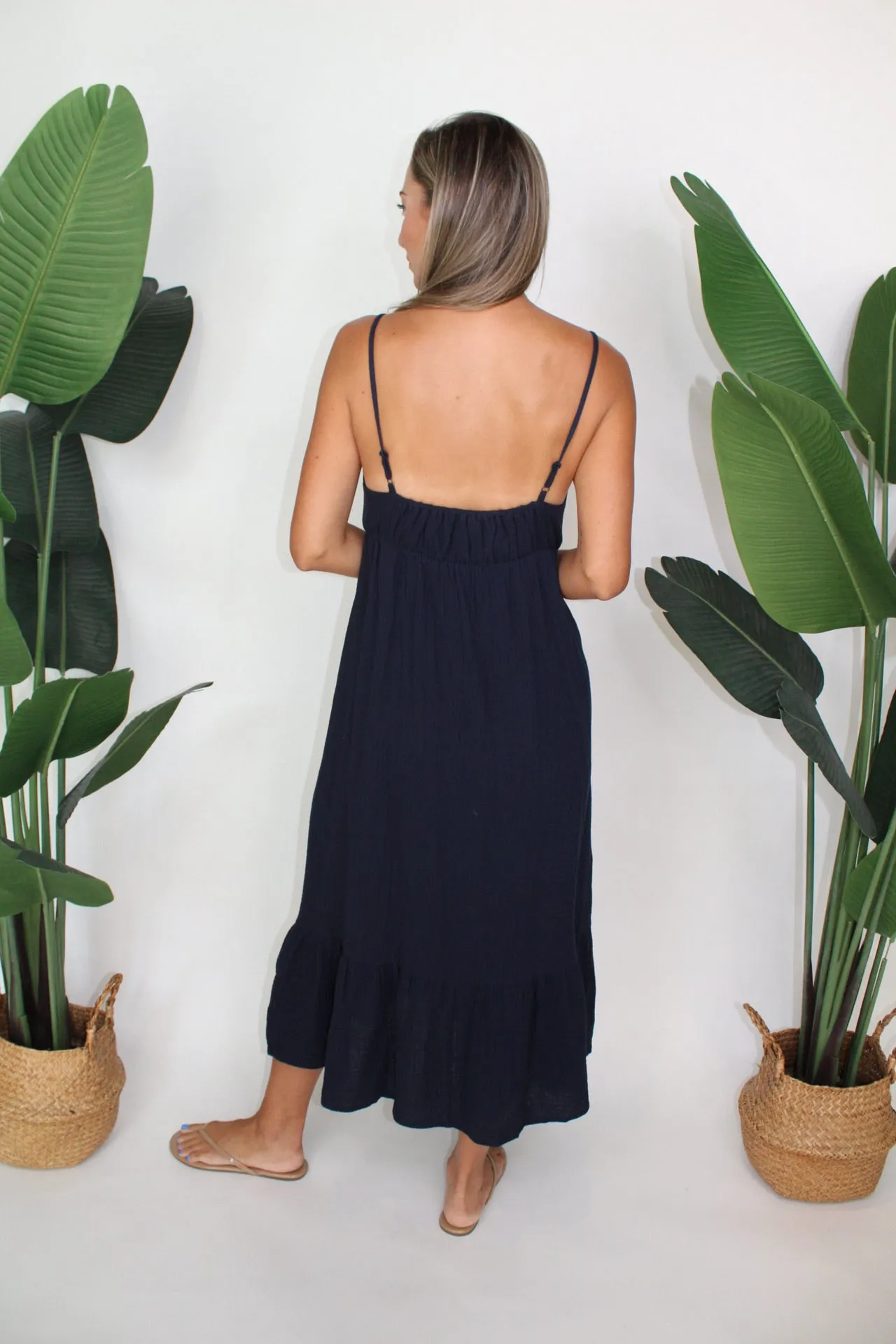 Splendid Kit Gauze Maxi Dress Navy
