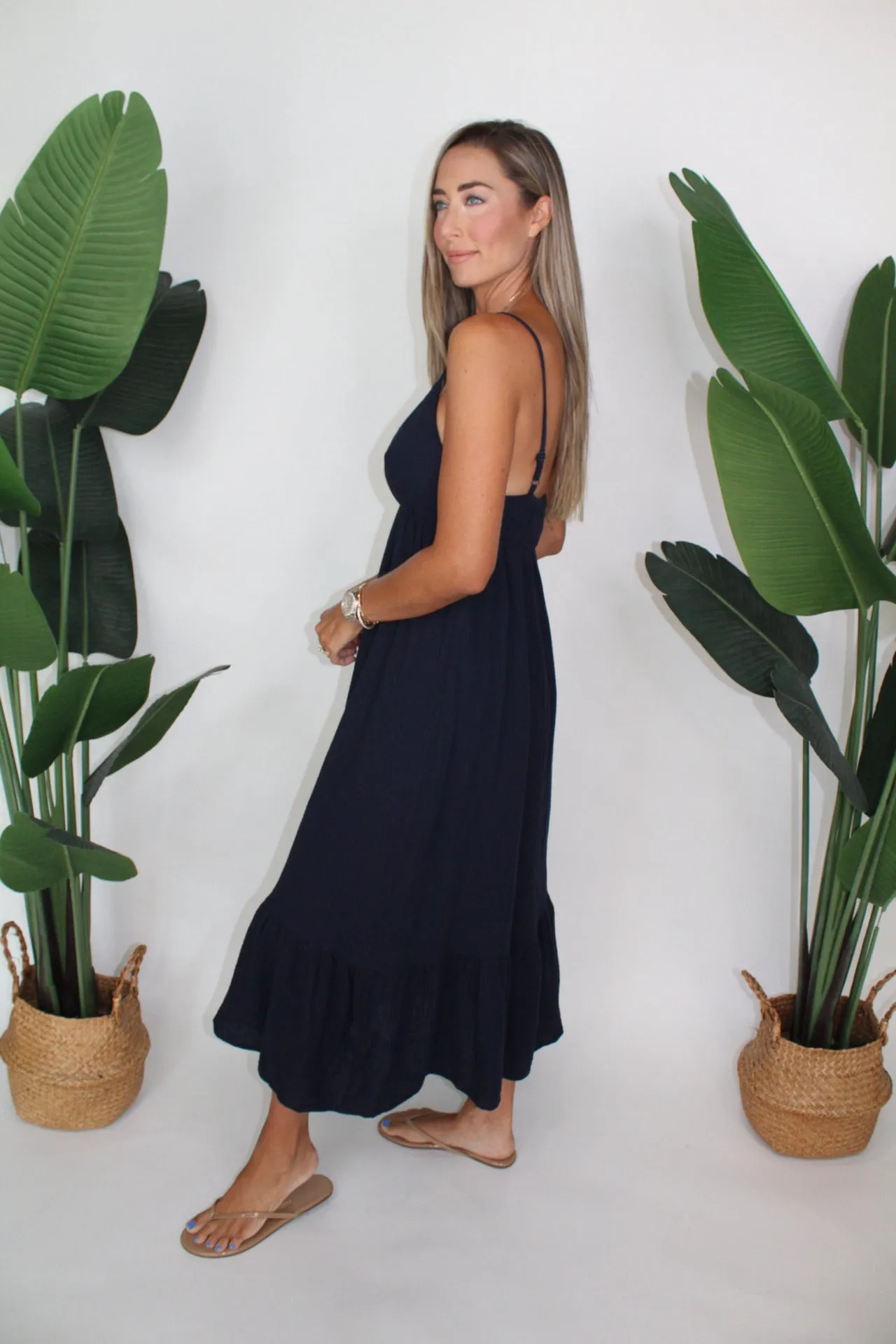 Splendid Kit Gauze Maxi Dress Navy