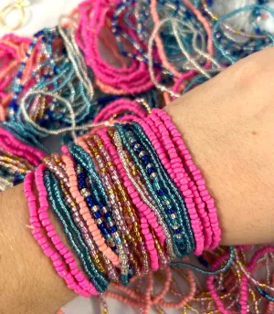 Spring Pink   Blues Mix Stretchy Bracelets!