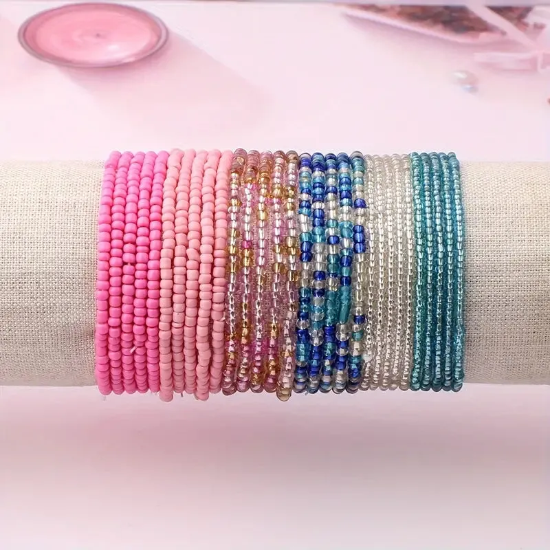 Spring Pink   Blues Mix Stretchy Bracelets!