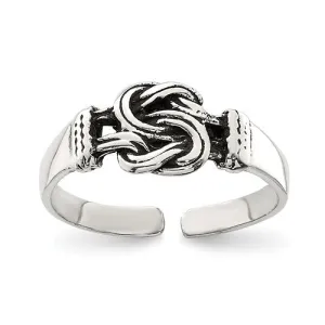 Sterling Silver Antiqued Double Love Knot Toe Ring