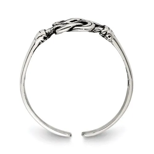 Sterling Silver Antiqued Double Love Knot Toe Ring