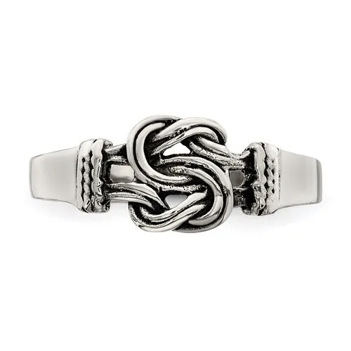 Sterling Silver Antiqued Double Love Knot Toe Ring