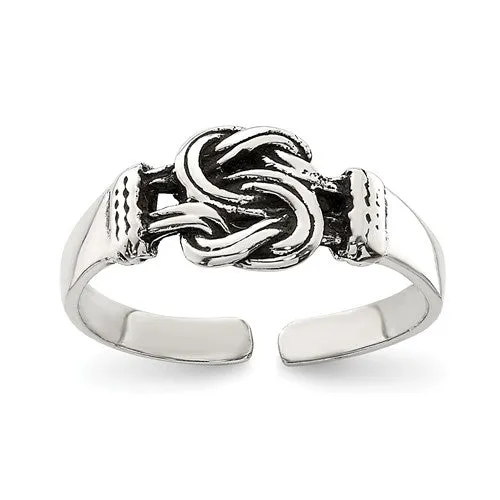 Sterling Silver Antiqued Double Love Knot Toe Ring