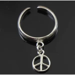Sterling Silver Peace Sign Toe Ring