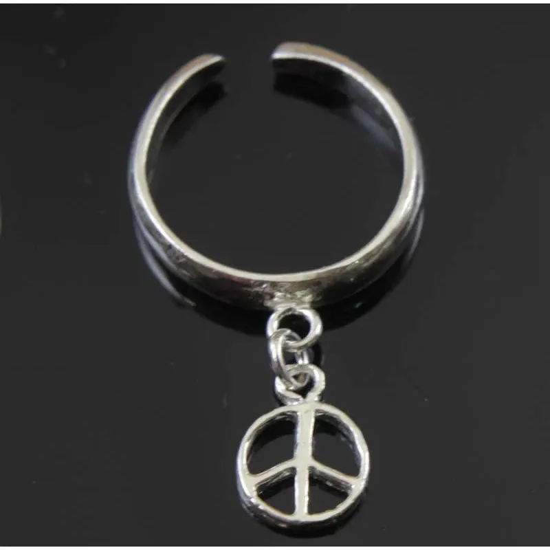 Sterling Silver Peace Sign Toe Ring