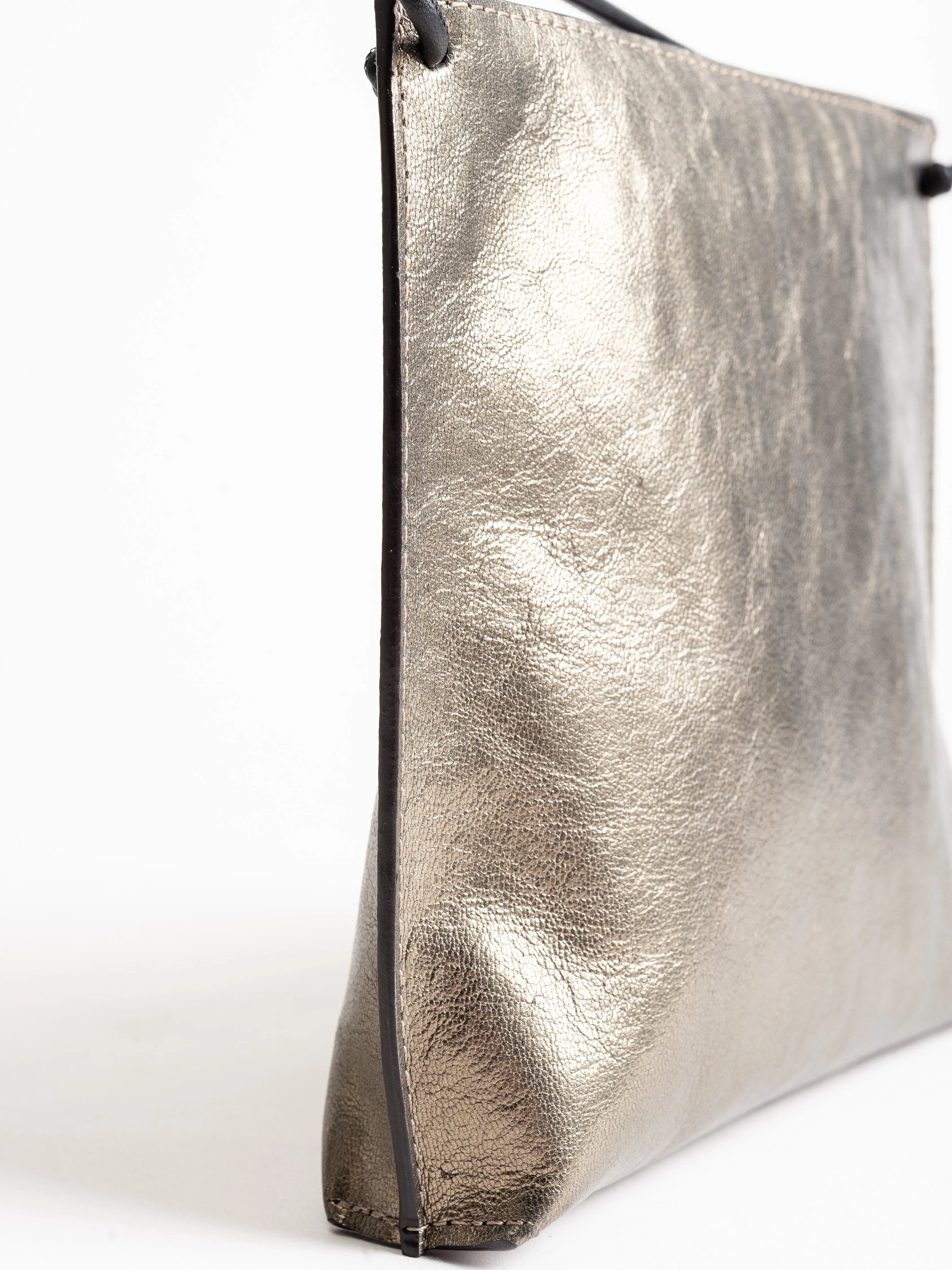 strappy pouch -  brass french goat